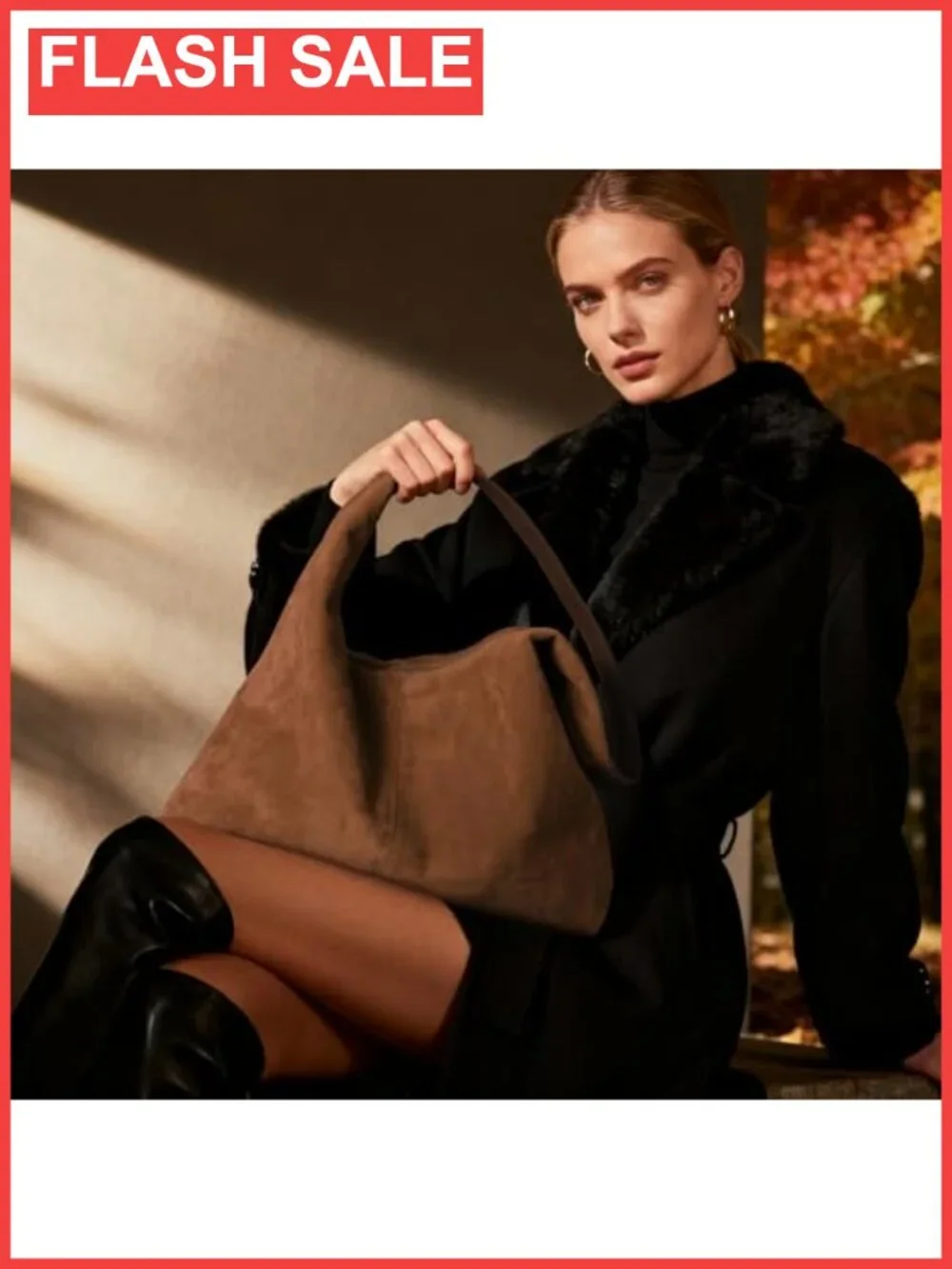 Faux Suede Hobo Shoulder Bag Slouchy Satchel Crossbody Purse
